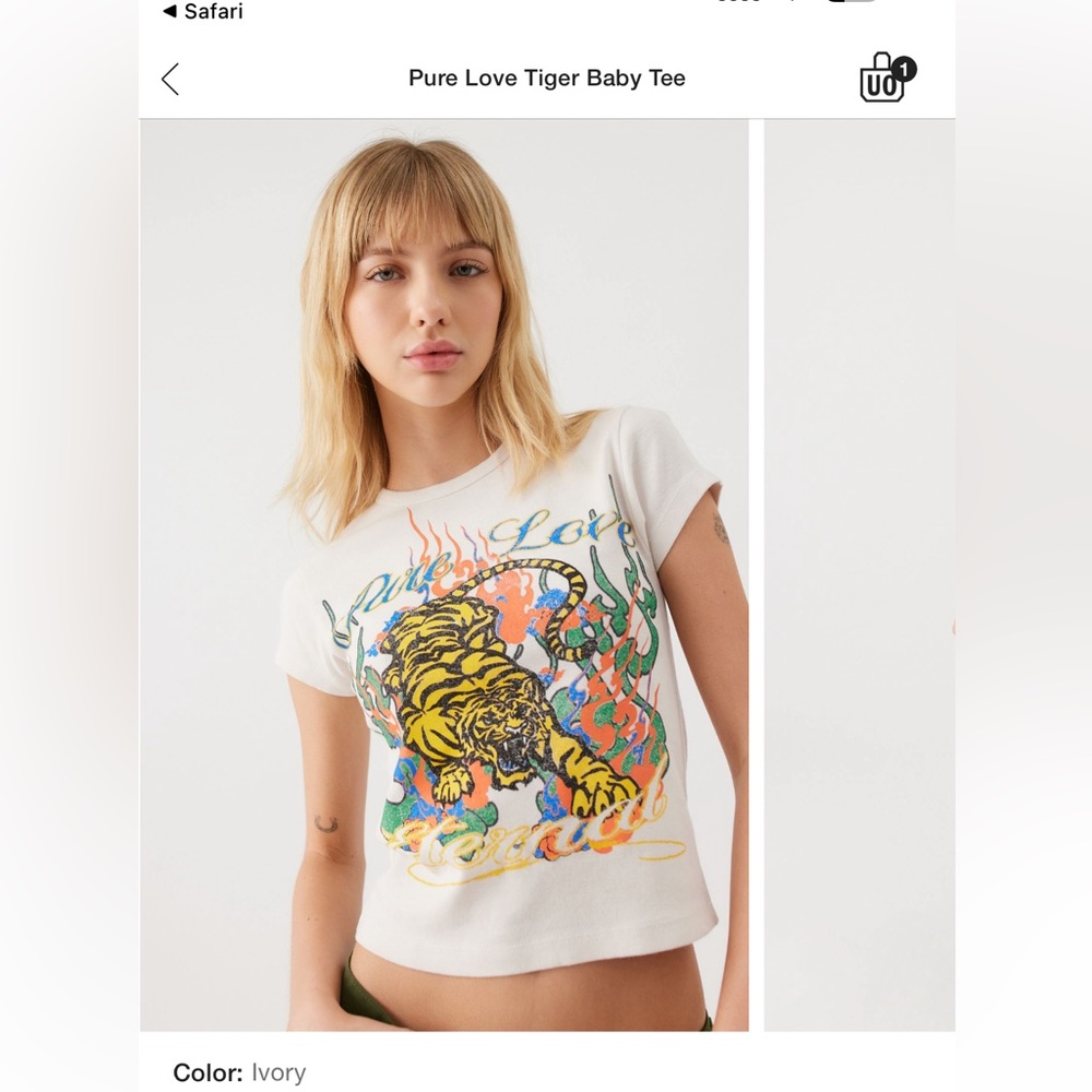 Urban Outfitters Pure Love Tiger Baby Tee